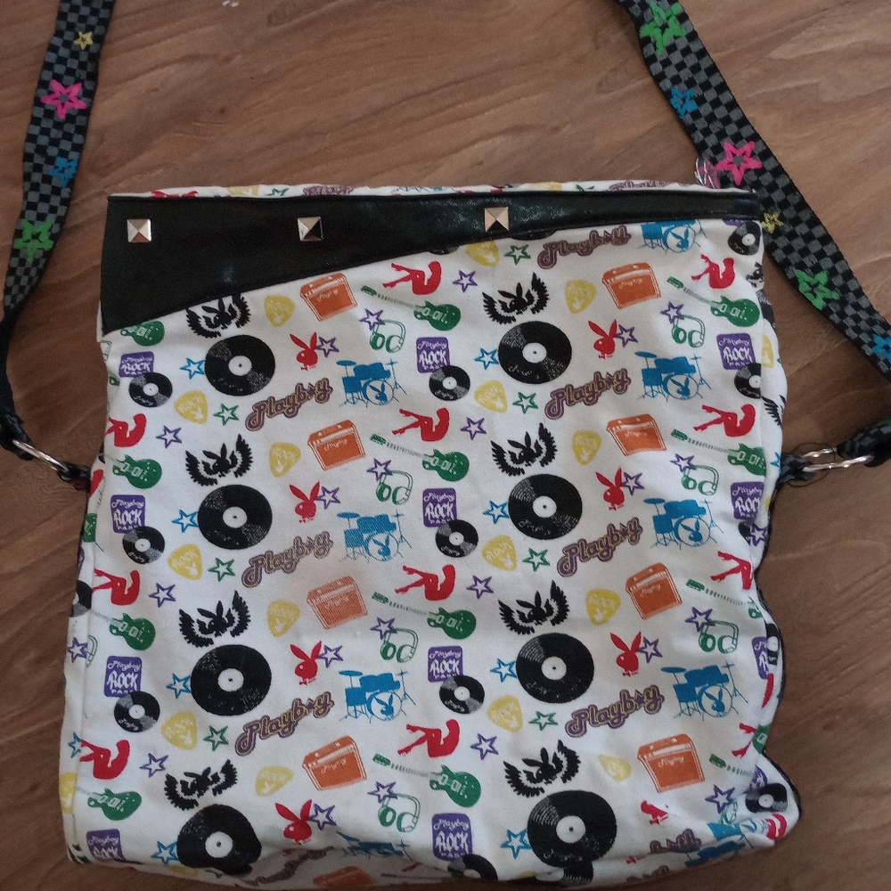 Vintage Playboy Rock 'N Roll Vibrant Print Crossbody Purse